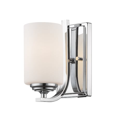 Z-Lite Bordeaux 1 Light Wall Sconce, Chrome & Matte Opal 435-1S-CH